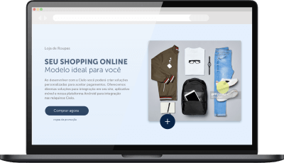 Webite de uma loja virtual aparecendo em um laptop