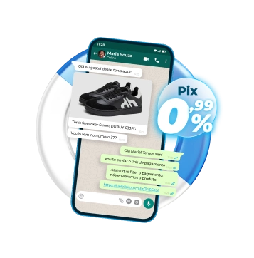 Venda de tênis sendo realizada no WhatApp por meio de link de pagamento.