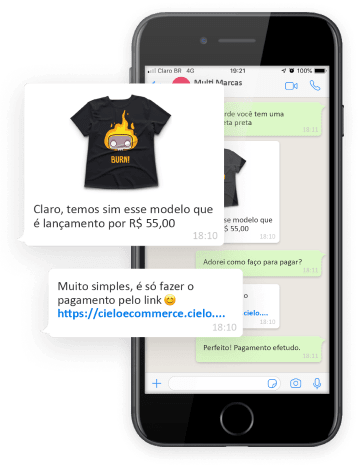 Conversa no WhatsApp de um vendedor enviando o link de um produto para o cliente